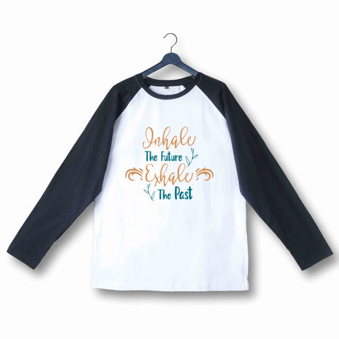 Yoga Fitness Yoga YOGA INHALE EXHALE Custom Printed Graphic Design Raglan T-Shirt for Women